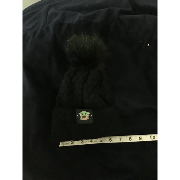 Star Wars Mandalorian Baby Yoda Black Beanie Pom Hat - Picture 5 of 7